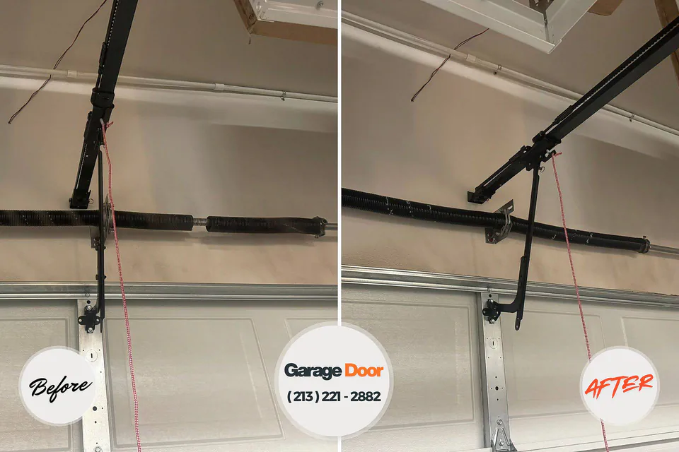 Before and after: garage door repair Brewer, ME